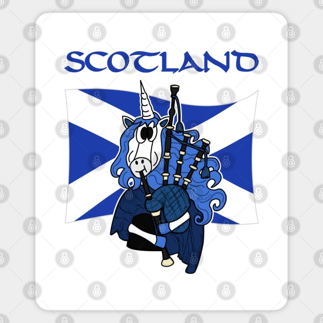 Scotland Unicorn Playing Bagpipes Scottish St Andrews Day Sticker by doodlerob